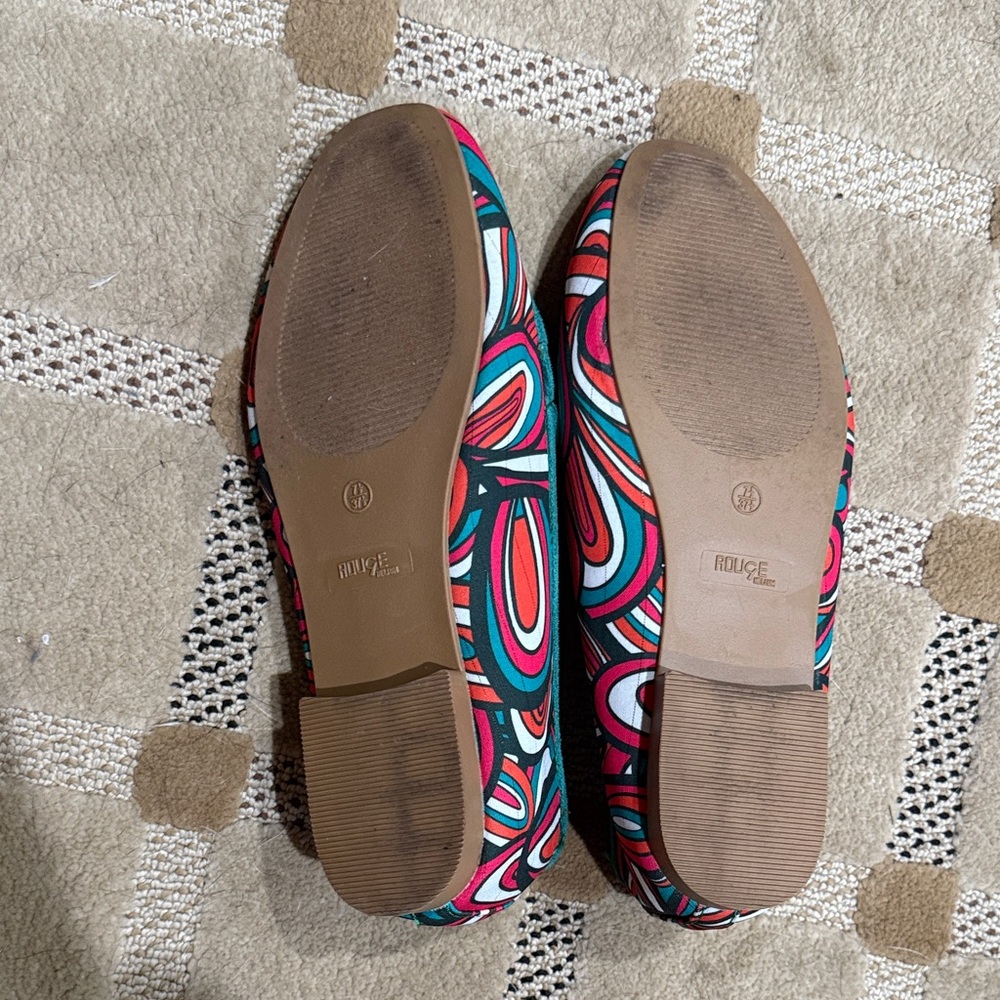 Worn ONCE Teal, Fucsia, Tassel Patterned Loafers Women’s 7.5 - Picture 2 of 4